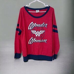 Wonder Woman Athletic Pullover Sweatshirt Comics Junior Red and Blue XL